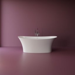 Cada freestanding cu preaplin Cast Marble Syros 170x79cm alba