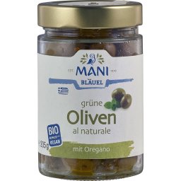 Masline verzi uleiate, cu oregano bio 205g