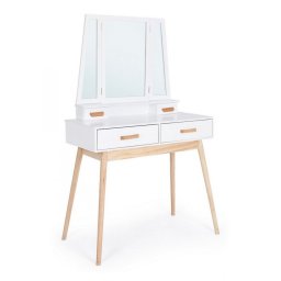 Consola cu oglinda si 4 sertare lemn alb natur Ordinary 90 cm x 40 cm x 144 h