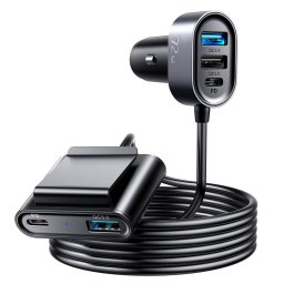 Incarcator auto Joyroom JR-CL05, 2 x USB-C PD + 2 x USB QC3.0, 72W, cablu 1.5 m, negru