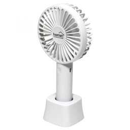 Ventilator de mana cu acumulator Mini Vent, diametru elice 9 cm, USB, 3 trepte viteza, autonomie 5 ore, alb