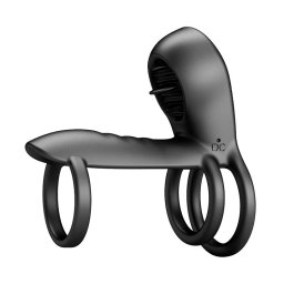 Pretty Love Jammy Cock Ring Vibrator with Clitoral Stimulator Black