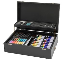 Trusa 115 piese pentru desen Creative Craft, in cutie lemn