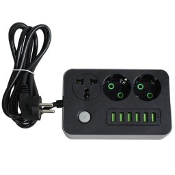 Prelungitor cu priza Schuko T22-1 cu 6 Huburi USB si power switch 2 m