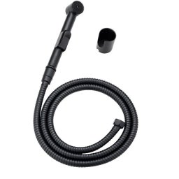 Set bideu igienic negru mat, para si furtun, suport para, monocomanda Laveo NAF 71BD