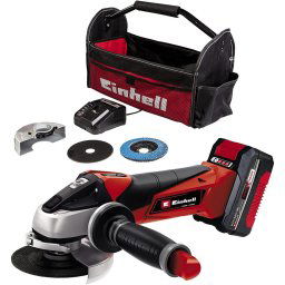 Einhell Polizor unghiular fără acumulator fără baterie TC-AG 18/115 Li Kit, 18V (negru/rosu, Li-Ion baterie 4.0Ah)
