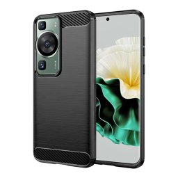 Husa Carbon Silicone pentru Huawei P60 Pro, Negru