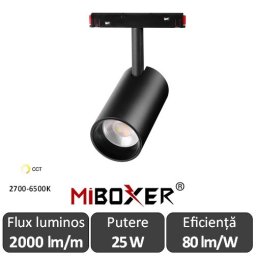 MIBOXER Proiector șină magnetică Zigbee + RF Dimabil 25W CCT Negru