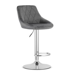 Scaun de bucatarie/bar, Artool, Kast, rotativ, catifea gri, picior metal argintiu, 45.5x49x85-105 cm