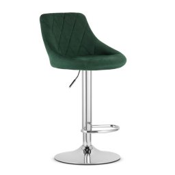 Scaun de bucatarie/bar, Artool, Kast, rotativ, catifea verde, picior metal argintiu, 45.5x49x85-105 cm