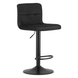 Scaun de bucatarie/bar, Artool, Prot, rotativ, catifea neagra, picior metal negru, 41x44x87.5-108 cm