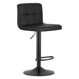 Scaun de bucatarie/bar, Artool, Prot, rotativ, piele ecologica neagra, picior metal negru, 41x44.5x87.5-108 cm