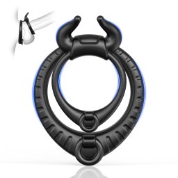 Paloqueth Bull Shape Dual Soft Silicone Erection Ring Black