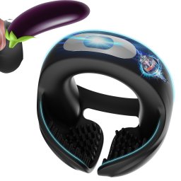 Paloqueth Vibrating Silicone Cock Ring for Penis & Testicles Stimulation Black