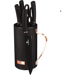 Set cutite cu suport BH 2481, 7 piese, Black Rose gold Collection