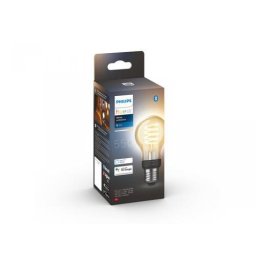 Bec LED inteligent vintage Philips Hue Filament, Bluetooth, Zigbee, A60, E27, 7W (40W), 550 lm, lumina alba (2200-4500K)