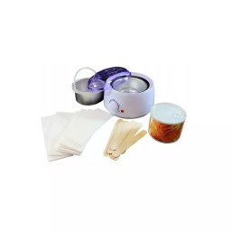 Set epilare complet cu incalzitor ceara, 400 g ceara cu extract de miere, 10 spatule din lemn, Gonga® Multicolor