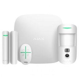 Kit alarma StarterKit Cam Plus, wireless, 2G/3G/4G, LAN si Wi-Fi, alb, Ajax