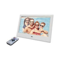 Sencor - Ramă foto digitală 7" cu difuzor, alimentare 230V, albă + telecomandă