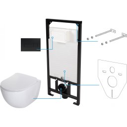 Set vas wc suspendat cu rezervor incastrat, capac soft close si clapeta,Deante Peonia