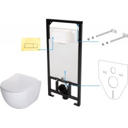 Set vas wc suspendat cu rezervor incastrat, capac soft close si clapeta,Deante Peonia
