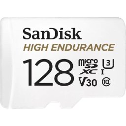 Card de memorie SanDisk micro SD High Endurance Video 128 GB, Class 10, V30, UHS-I U3 + adaptor