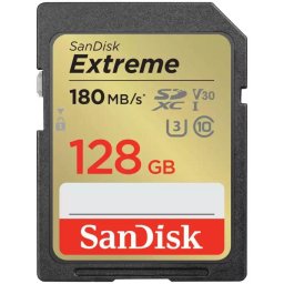 Card de memorie SanDisk Extreme 128 GB SDXC pana la 180MB/s & 90MB/s Read/Write speeds, UHS-I, Class 10, U3, V30