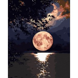 Set pictura pe numere, cu sasiu, Luna plina, 40x50 cm