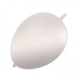 Set 10 baloane latex link o loon alb metalizat 15 cm