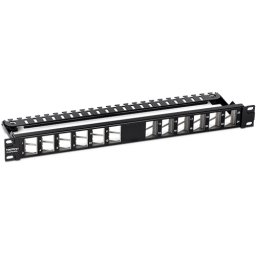 Patch Panel ecranat 24 porturi keystone înclinate 1U, negru, TRENDnet TC-KP24SA