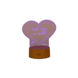 Lampa decorativa 3D halber, Inimioara, Lemn