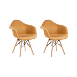 SET 2x scaun de sufragerie NEREA 80x60,5 cm galben/fag