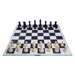 Combo set DGT 5: Tabla sah din carton pliabila in 4+Piese de sah din plastic no. 5 DGT