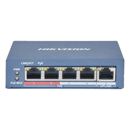 Switch 4 porturi 100 Mb PoE, 1 port uplink RJ45 100 Mb, SMART Management - Hikvision DS-3E1105P-EI-M