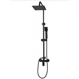 Coloana de dus cu baterie, set de dus complet inclus , negru mat, para superioara patrata