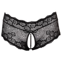 Cottelli Curves Crotchless Floral Lace Panties with Stimulating Pearls 2311020 Black 4XL