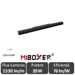 MIBOXER Proiector liniar șină magnetică Zigbee + RF Dimabil 20W CCT Negru