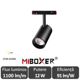 MIBOXER Proiector șină magnetică Zigbee + RF Dimabil 12W CCT Negru
