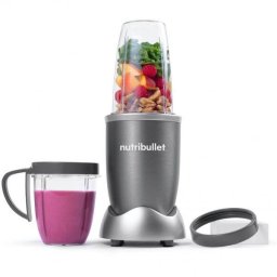 Blender Nutribullet Original 600 NB606DG, 600W, Lama de extractie, Cana inalta de 700ml, Cana de 500ml, Amestecare uniforma, Design simplu si compact, Usor de curatat, Fara BPA, Cablu 100cm, 2.86kg, Nedru\Gri