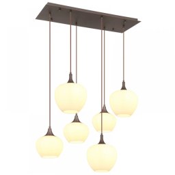 Suspensie Maxy 15548-6HC, 6xE27, L:86 cm, metal maro, sticlă albă