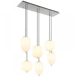 Suspensie globuri Blacky 15345-6NO, 6xE14, L:80 cm, metal nichel, sticlă albă