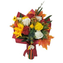 Cadou Back to school, aranjament Buchet flori de mătase și săpun + mesaj - DSPH308006