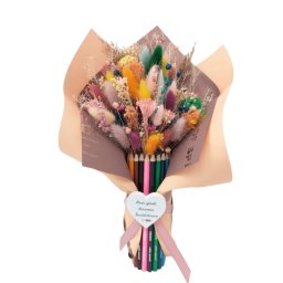 Cadou Profesoară, aranjament Buchet flori naturale uscate + mesaj - DSPH308003
