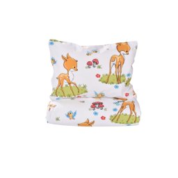 Set complet lenjerie 5 piese pentru patut incastrabil gradinita, model caprioare