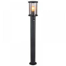 Ministâlp exterior cu senzor Gracey 31363S metal negru, sticlă fumurie, IP54, 1xE27