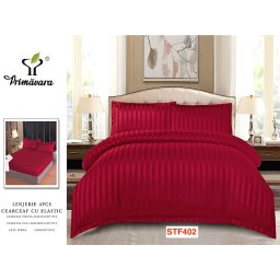Lenjerii De Pat Din Damasc Cu Elastic, 4 Piese Cod STF402
