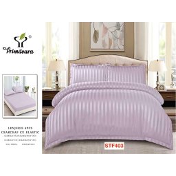 Lenjerii De Pat Din Damasc Cu Elastic, 4 Piese Cod STF403