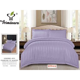 Lenjerii De Pat Din Damasc Cu Elastic, 4 Piese Cod STF412