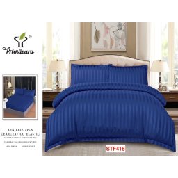 Lenjerii De Pat Din Damasc Cu Elastic, 4 Piese Cod STF416