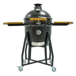 Gratar ceramic Kamado,47 cm cu dispozitiv de afumare si termometru, negru